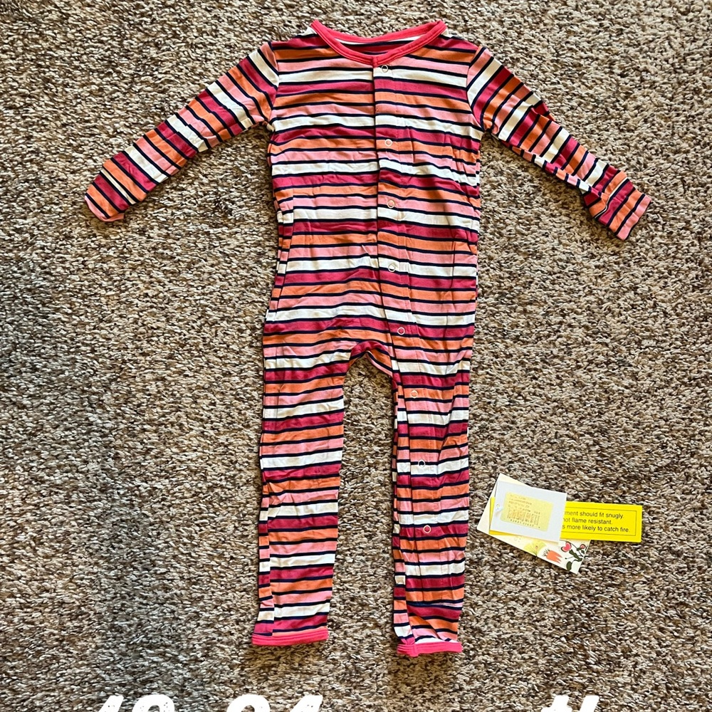 Kickee Pants Coverall :: Stripes :: Bamboo :: Size 18-24 months